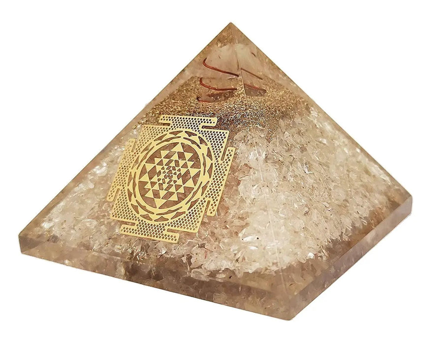 Amethyst & Clear Quartz Pyramid Yoga Meditation Crystal by Brahmatells