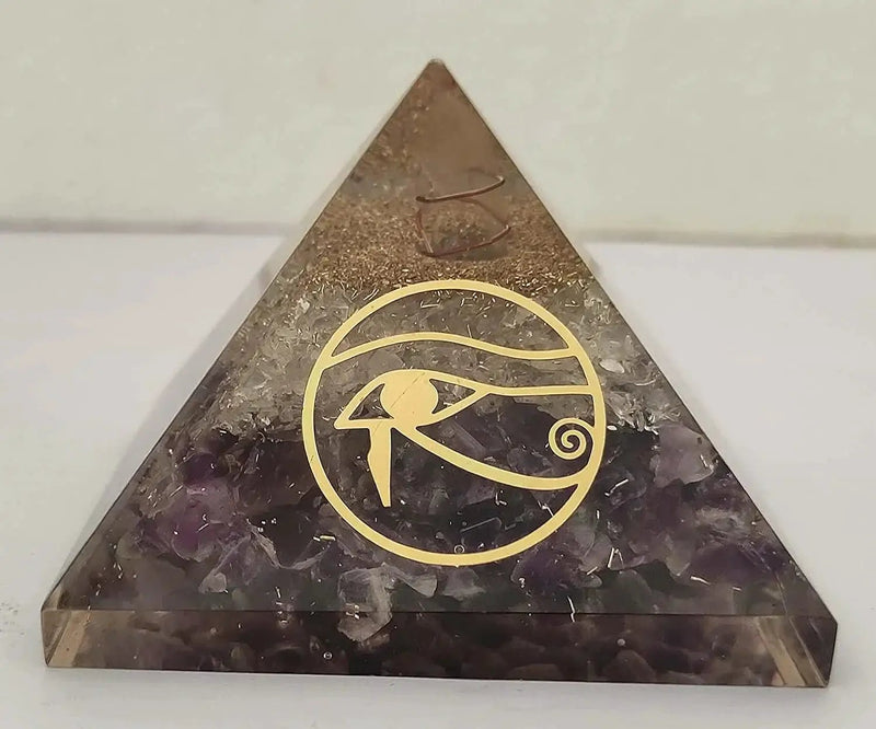 Amethyst & Clear Quartz Pyramid Yoga Meditation Crystal by Brahmatells