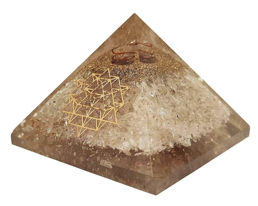 Amethyst & Clear Quartz Pyramid Yoga Meditation Crystal by Brahmatells