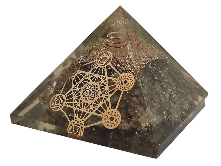 Amethyst & Clear Quartz Pyramid Yoga Meditation Crystal by Brahmatells