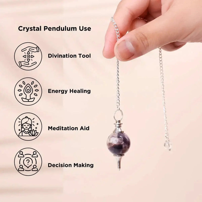 Amethyst Crystal Ball Pendulum for Dowsing & Healing | Brahmatells by Brahmatells