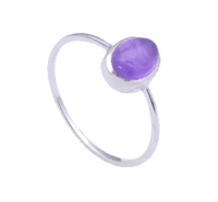 Amethyst Kathaila Oval Silver Ring - Saturn's Serene Jewel | Brahmatells by Brahmatells