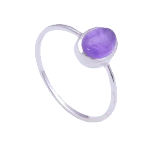 Amethyst Kathaila Oval Silver Ring - Saturn's Serene Jewel | Brahmatells by Brahmatells
