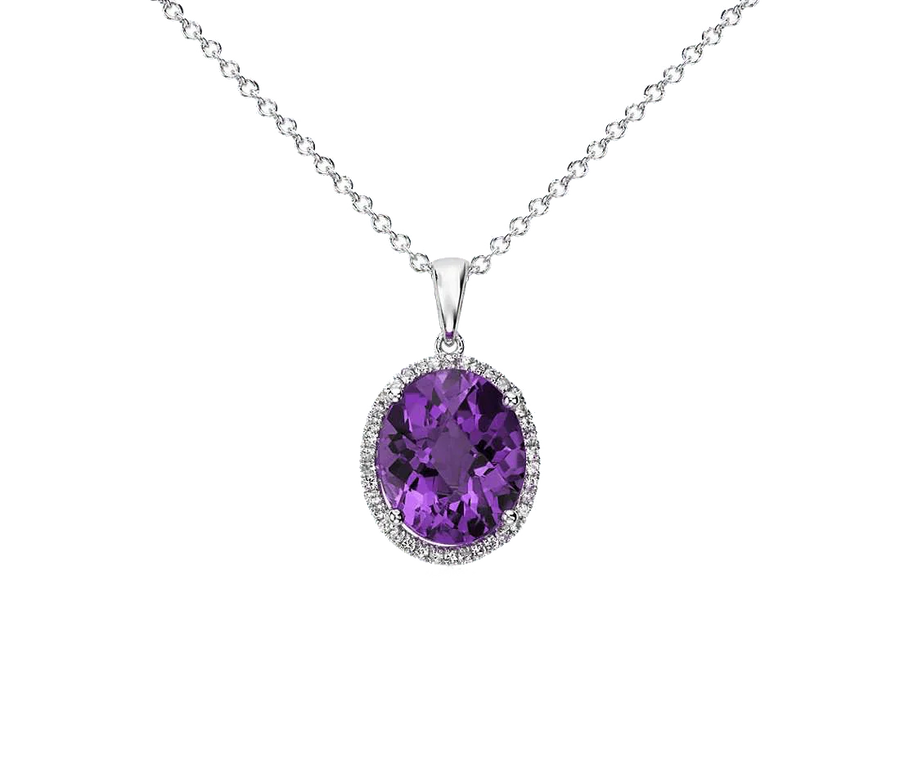 Amethyst Kathaila Round Silver Pendant: Saturn's Elegance | Brahmatells - BrahmatellsStore