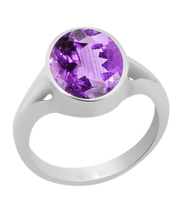 Amethyst Kathaila Round Silver Ring - Saturn's Spiritual Essence | Brahmatells by Brahmatells