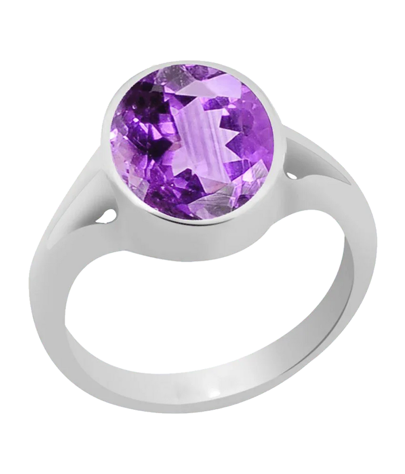 Amethyst Kathaila Round Silver Ring - Saturn's Spiritual Essence | Brahmatells by Brahmatells