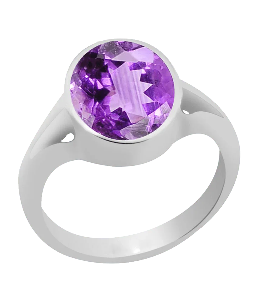 Amethyst Kathaila Round Silver Ring - Saturn's Spiritual Essence | Brahmatells by Brahmatells