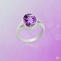Amethyst Kathaila Round Silver Ring - Saturn's Spiritual Essence | Brahmatells by Brahmatells