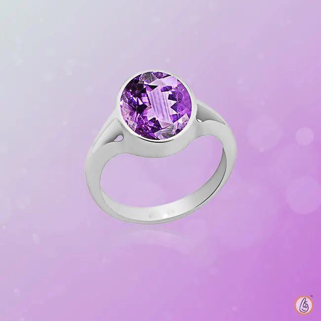 Amethyst Kathaila Round Silver Ring - Saturn's Spiritual Essence | Brahmatells by Brahmatells