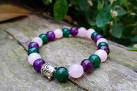 Amethyst, Rose Quartz, Green Jade Goodluck Bracelet | Brahmatells by Brahmatells
