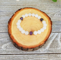 Angel Bracelet with Snow Quartz & Faceted Amethyst | Brahmatells by Brahmatells