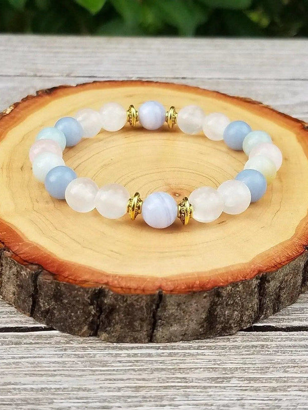 Aquamarine & Selenite Calming Spiritual Bracelet | Brahmatells by Brahmatells