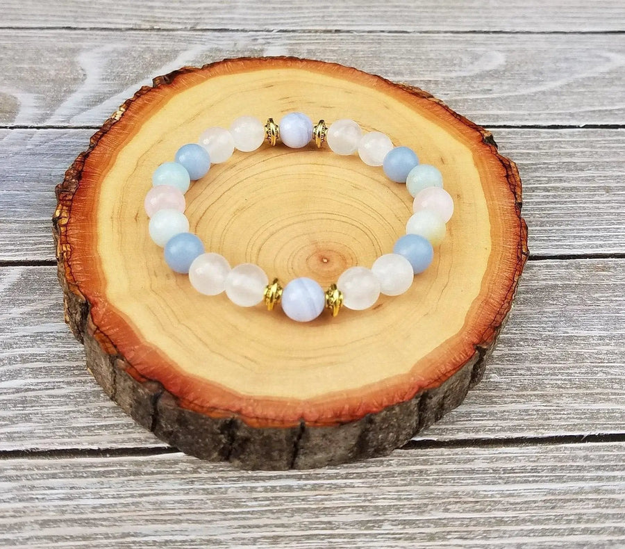 Aquamarine & Selenite Calming Spiritual Bracelet | Brahmatells by Brahmatells