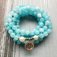 Aquamarine Stone Mala - 108 Natural Gemstone Beads for Meditation | Brahmatells by Brahmatells
