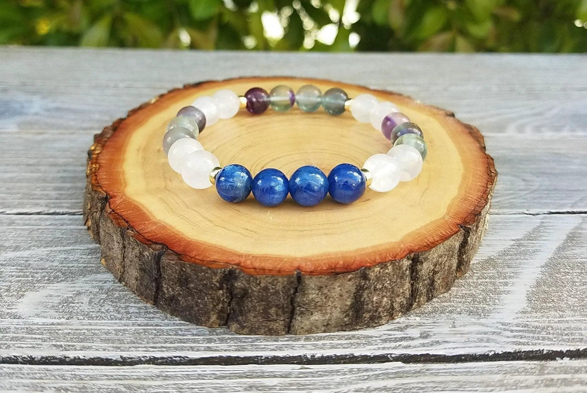 Aura Healing Bracelet: Kyanite, Selenite, Fluorite | Brahmatells by Brahmatells