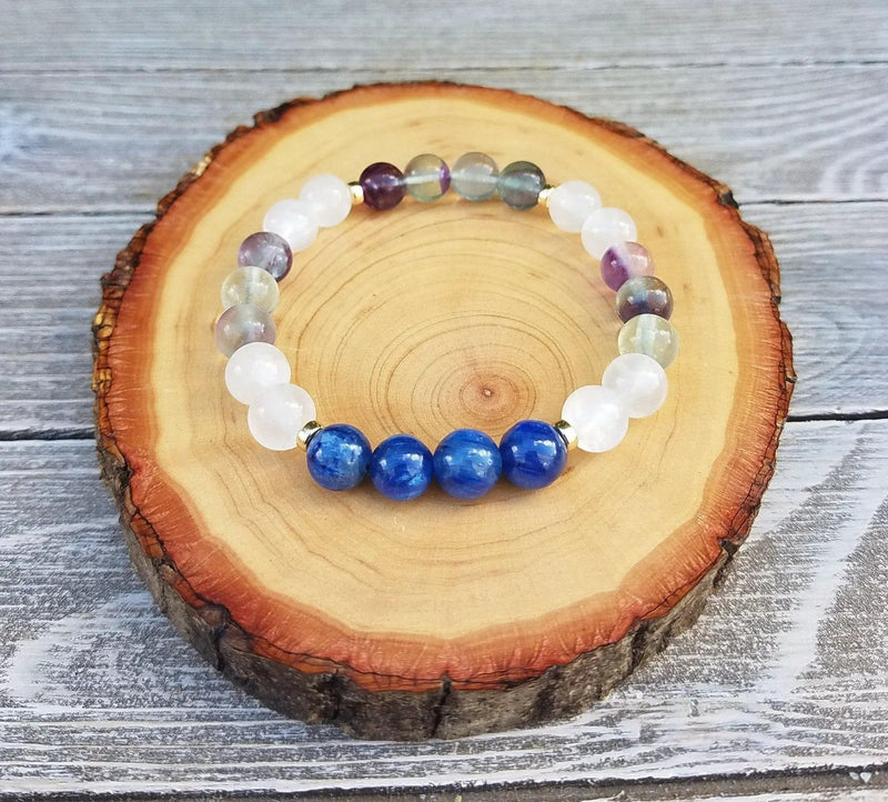 Aura Healing Bracelet: Kyanite, Selenite, Fluorite | Brahmatells by Brahmatells