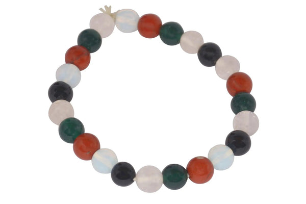 Beauty & Balance Bracelet: Rose Quartz, Red Jasper, Green Jade, Opalite, Black Tourmaline | Brahmatells by Brahmatells