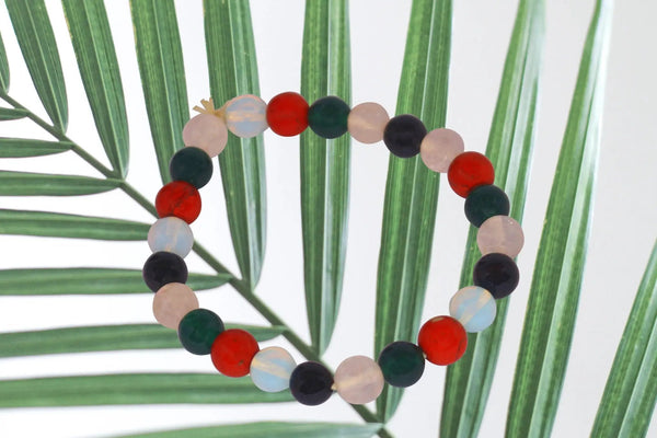 Beauty & Balance Bracelet: Rose Quartz, Red Jasper, Green Jade, Opalite, Black Tourmaline | Brahmatells by Brahmatells