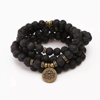 Black Lava Stone 108 Mala Beads - Meditation and Mindfulness | Brahmatells by Brahmatells