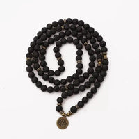 Black Lava Stone 108 Mala Beads - Meditation and Mindfulness | Brahmatells by Brahmatells