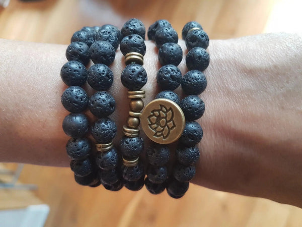 Black Lava Stone 108 Mala Beads - Meditation and Mindfulness | Brahmatells by Brahmatells