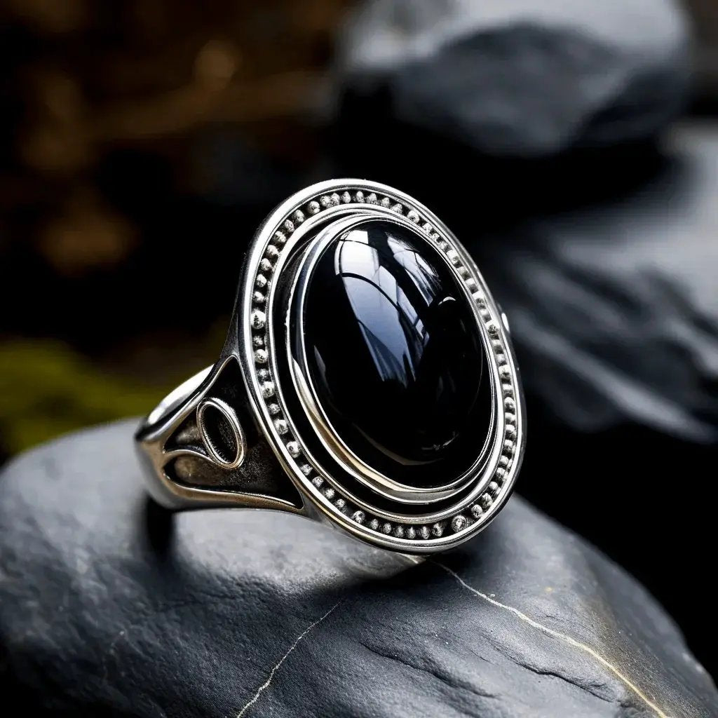 Black Obsidian Adjustable Ring - Grounding & Healing | Brahmatells by Brahmatells