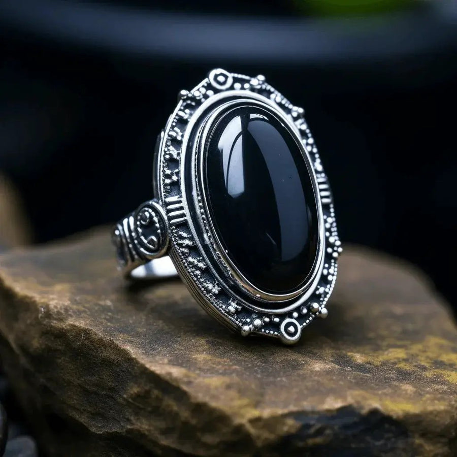 Black Obsidian Adjustable Ring - Grounding & Healing | Brahmatells by Brahmatells