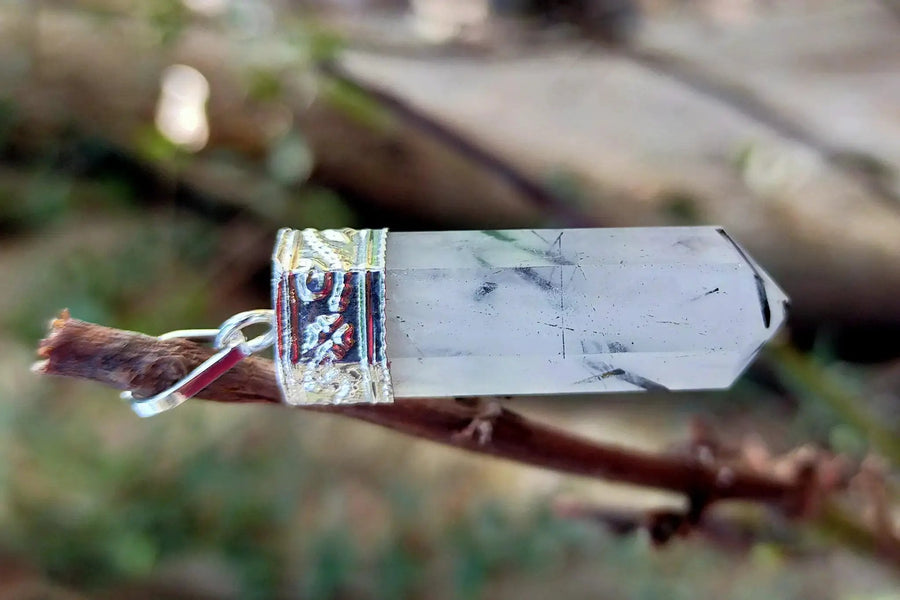 Black Rutile Quartz Pendant | Brahmatells by Brahmatells