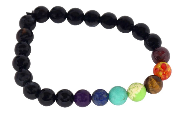 Black Tourmaline 7 Chakra Bracelet | Spiritual Protection | Brahmatells by Brahmatells