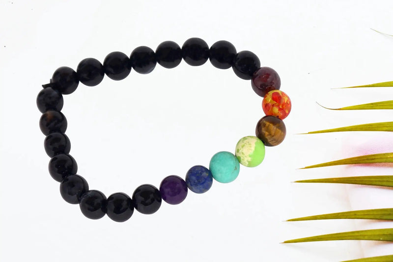 Black Tourmaline 7 Chakra Bracelet | Spiritual Protection | Brahmatells by Brahmatells