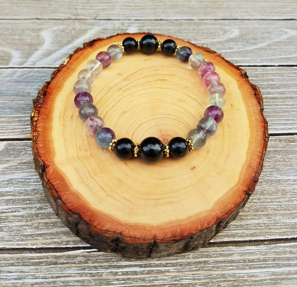 Black Tourmaline & Fluorite Protection Bracelet | Brahmatells by Brahmatells