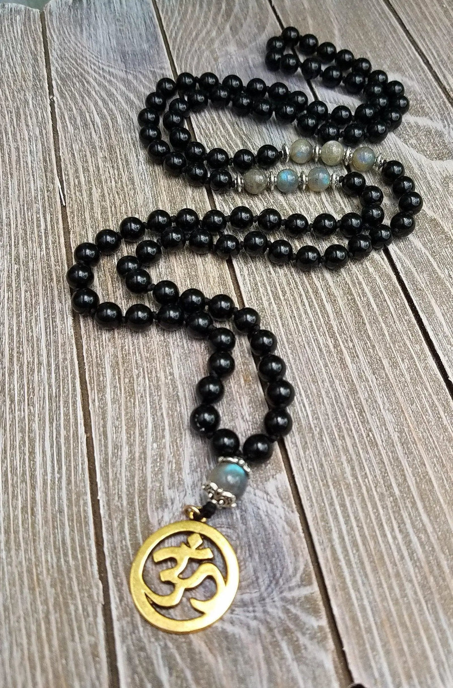 Black Tourmaline & Labradorite Empath Protection Mala | Spiritual Harmony | Brahmatells by brahmatells