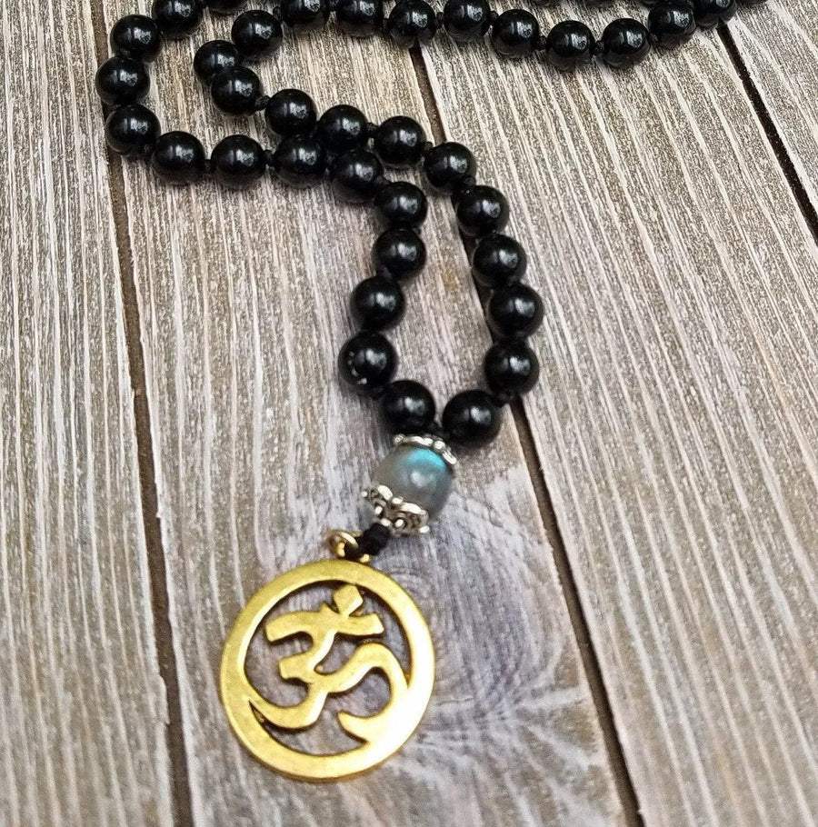 Black Tourmaline & Labradorite Empath Protection Mala | Spiritual Harmony | Brahmatells by brahmatells