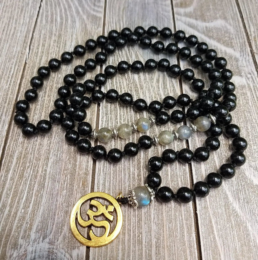 Black Tourmaline & Labradorite Empath Protection Mala | Spiritual Harmony | Brahmatells by brahmatells
