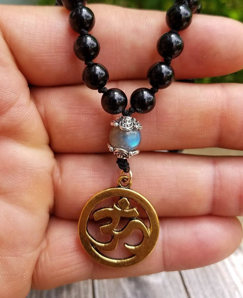 Black Tourmaline & Labradorite Empath Protection Mala | Spiritual Harmony | Brahmatells by brahmatells