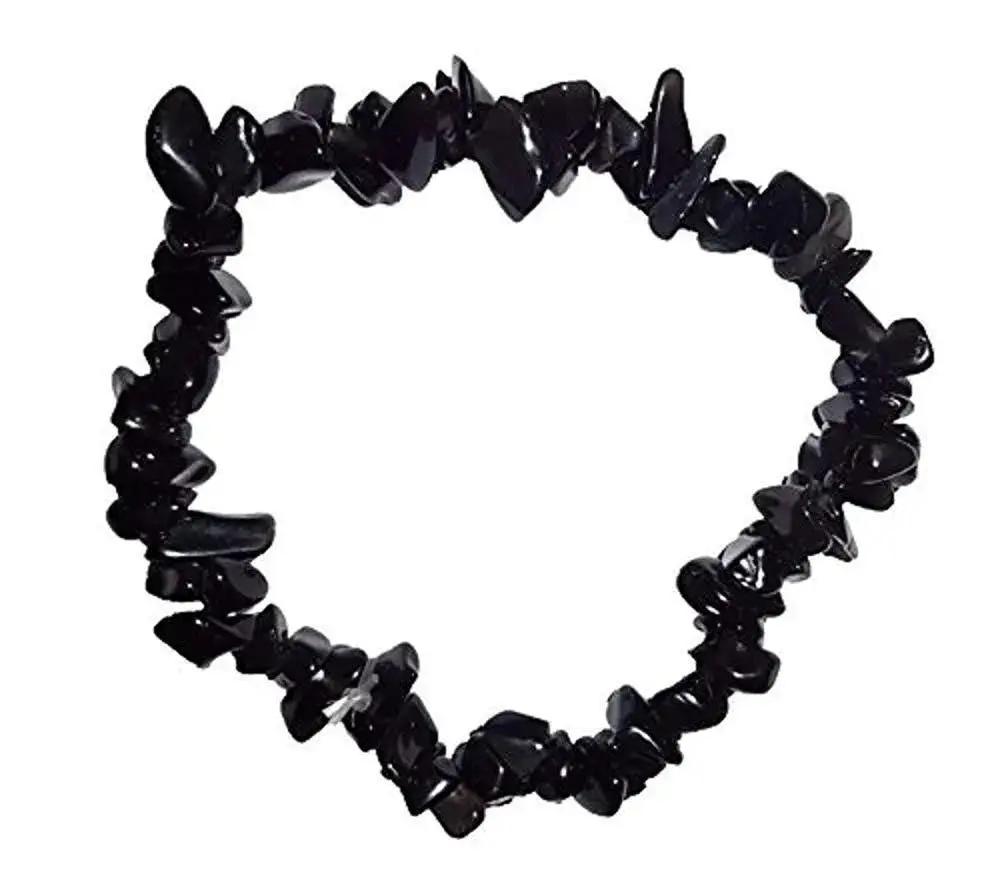 Black Tourmaline Chip Bracelet | Energy Protection | Brahmatells by Brahmatells