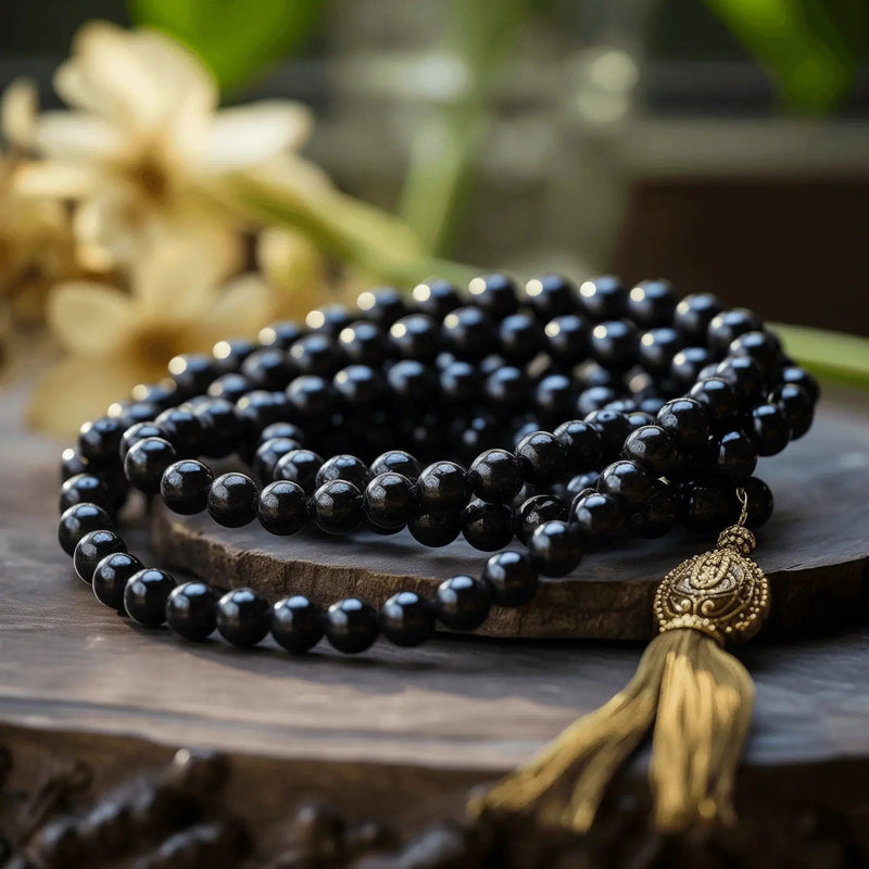Black Tourmaline Mala Beads for Protection & Grounding | Brahmatells by Brahmatells