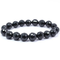 Black Tourmaline Reiki Healing Bracelet - 8mm Diamond Cut Beads by Brahmatells
