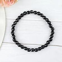 Black Tourmaline Reiki Healing Bracelet - 8mm Diamond Cut Beads by Brahmatells