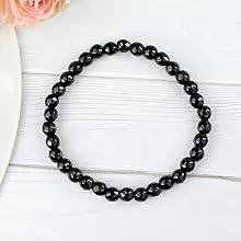 Black Tourmaline Reiki Healing Bracelet - 8mm Diamond Cut Beads by Brahmatells