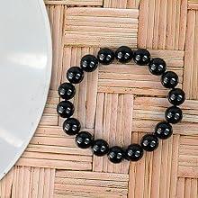 Black Tourmaline Reiki Healing Bracelet - 8mm Diamond Cut Beads by Brahmatells