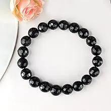 Black Tourmaline Reiki Healing Bracelet - 8mm Diamond Cut Beads by Brahmatells