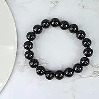 Black Tourmaline Reiki Healing Bracelet - 8mm Diamond Cut Beads by Brahmatells