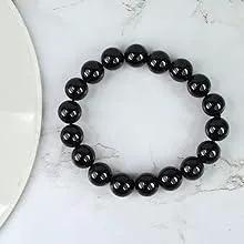 Black Tourmaline Reiki Healing Bracelet - 8mm Diamond Cut Beads by Brahmatells