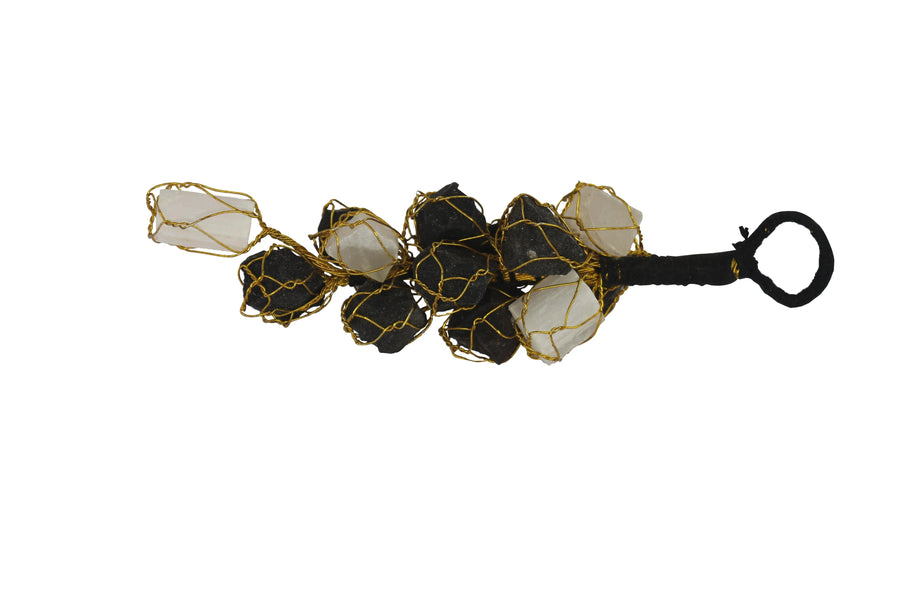 Black Tourmaline Selenite Hanging | Brahmatells by Brahmatells
