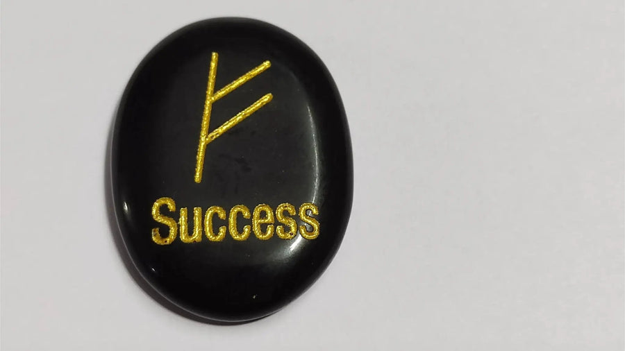 Black Tourmaline Tumble with Zibu Symbol | Brahmatells by Brahmatells