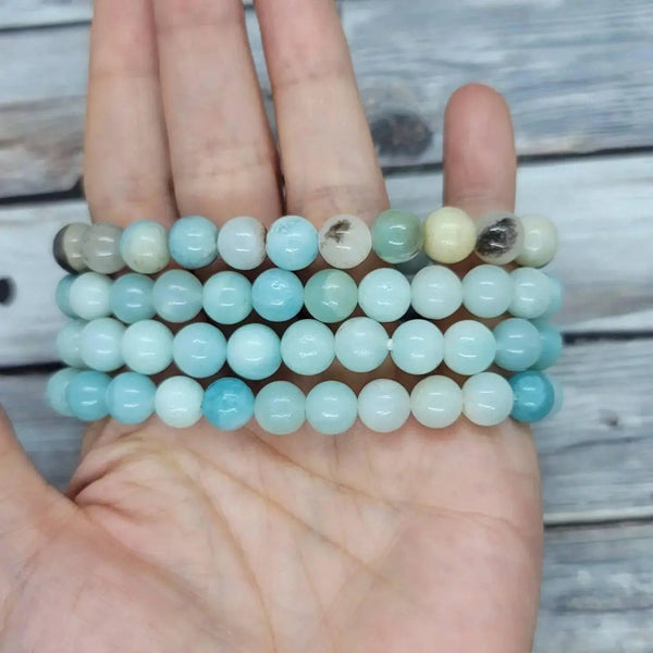 Blue Aragonite Bead Bracelet for Mindful Serenity | Brahmatells by Brahmatells