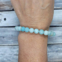 Blue Aragonite Bead Bracelet for Mindful Serenity | Brahmatells by Brahmatells