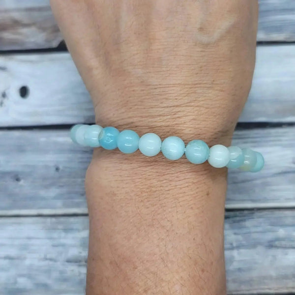 Blue Aragonite Bead Bracelet for Mindful Serenity | Brahmatells by Brahmatells