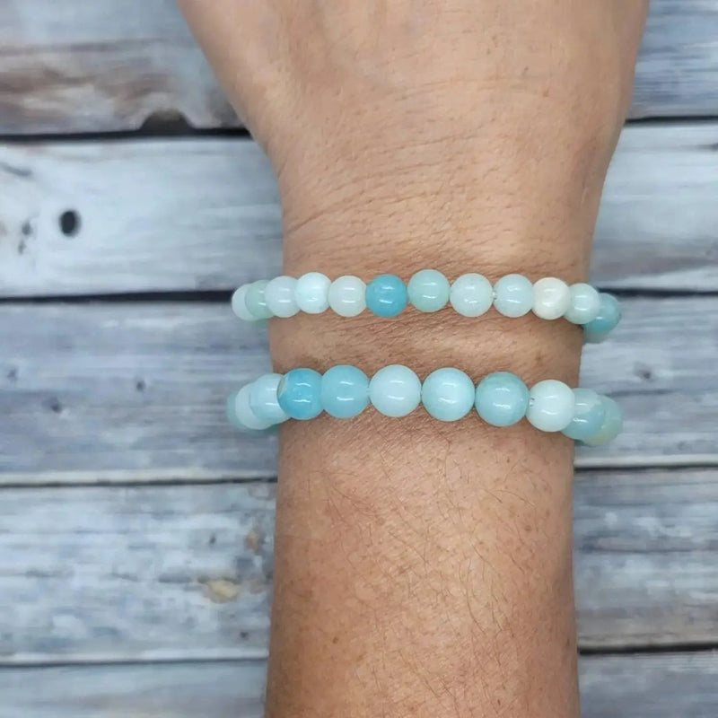 Blue Aragonite Bead Bracelet for Mindful Serenity | Brahmatells by Brahmatells